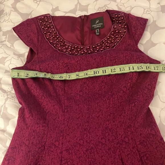 Beautiful fuschia beaded neckline Adrianna Papell dress 6 - Picture 11 of 13